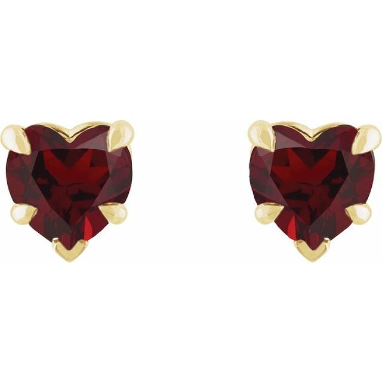 14K Yellow Gold Natural Mozambique Garnet Stud Earrings