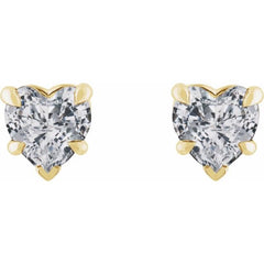 14K Yellow Gold Natural White Sapphire Stud Earrings