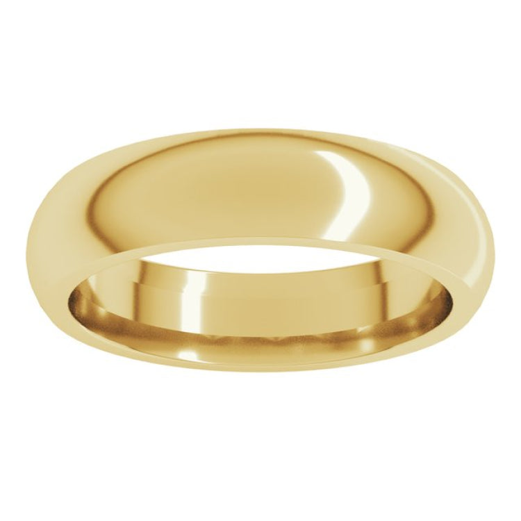 14K Yellow Gold 5 mm Comfort-Fit Half Round Band Size 8