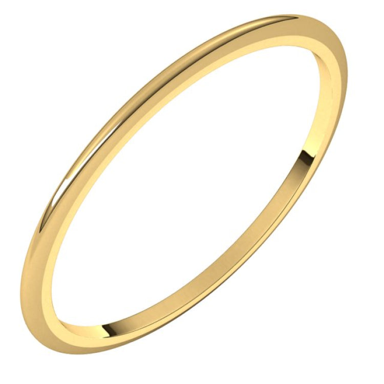 14K Yellow Gold 1 mm Half Round Band Size 2.5