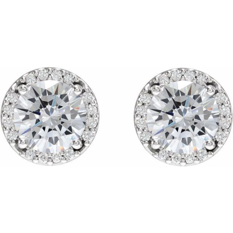 14K White Gold 1/2 CTW Natural Diamond Halo-Style Earrings