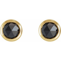 14K Yellow Gold 1/2 CTW Rose-Cut Natural Black Diamond Bezel-Set Earrings