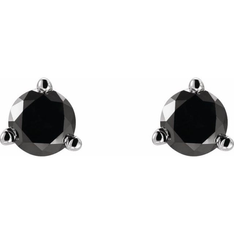 14K White Gold 1/5 CTW Natural Black Diamond  Earrings
