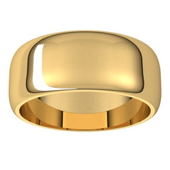 14K Yellow Gold 8 mm Half Round Band Size 12
