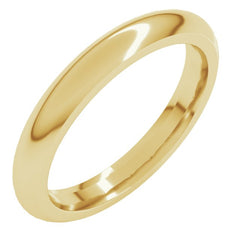 14K Yellow Gold 3 mm Comfort-Fit Half Round Band Size 8