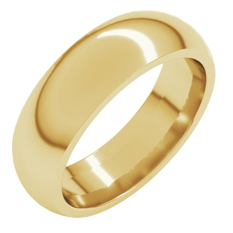 14K Yellow Gold 6 mm Comfort-Fit Half Round Band Size 11.5