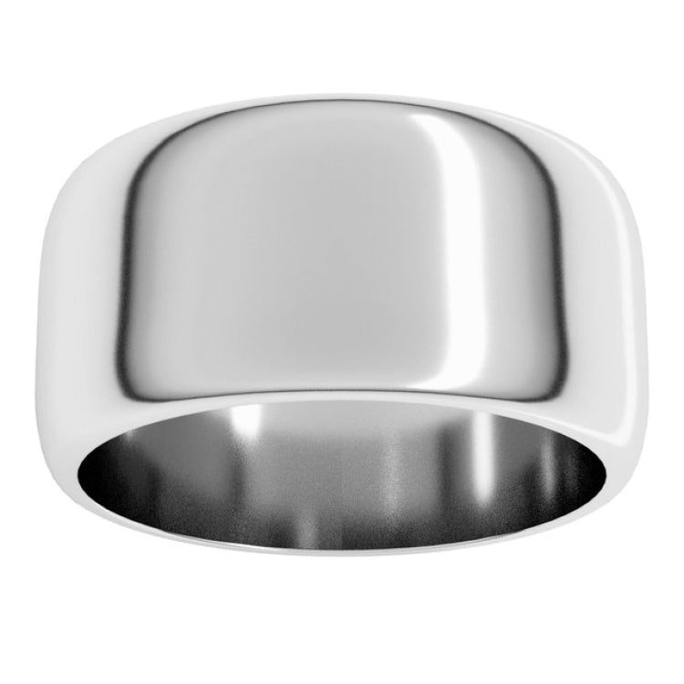 14K White Gold 10 mm Half Round Band Size 8.5