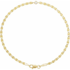 14K Yellow Gold .06 CT Natural Diamond Bezel-Set Link 7 1/2" Bracelet