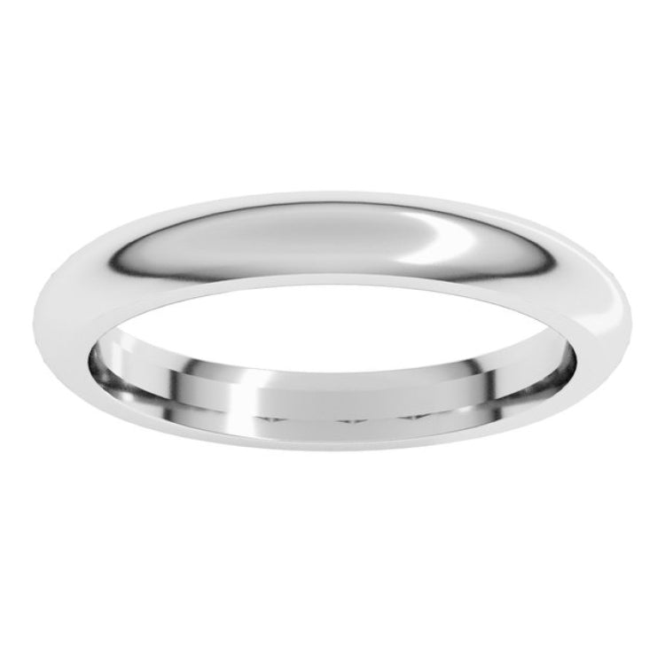 Platinum 3 mm Comfort-Fit Half Round Band Size 10