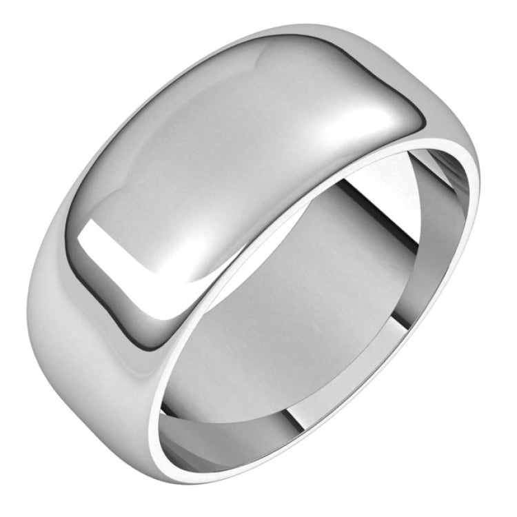 14K White Gold 8 mm Half Round Band Size 14