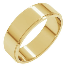 14K Yellow Gold 6 mm Stepped-Edge Flat Band Size 13