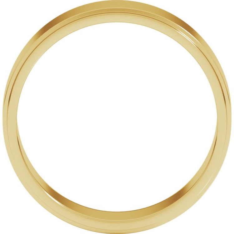 14K Yellow Gold 6 mm Stepped-Edge Flat Band Size 13