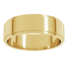 14K Yellow Gold 6 mm Stepped-Edge Flat Band Size 13