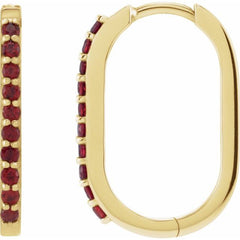 14K Yellow Gold Natural Mozambique Garnet 20 mm Hoop Earrings
