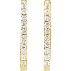 14K Yellow Gold Natural White Sapphire 20 mm Hoop Earrings