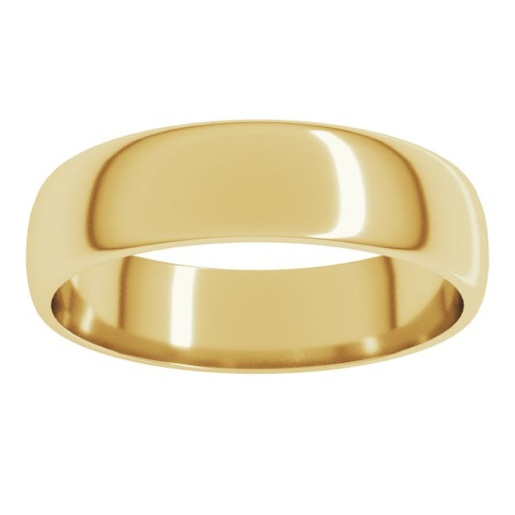 10K Yellow Gold 5 mm Lightweight Half Round Band Size 7
