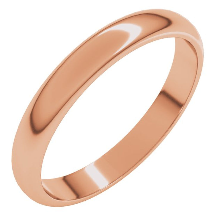 14K Rose Gold 3 mm Half Round Band Size 12