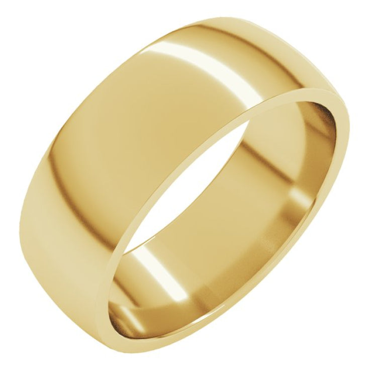 14K Yellow Gold 7 mm Lightweight Comfort-Fit Half Round Band Size 5