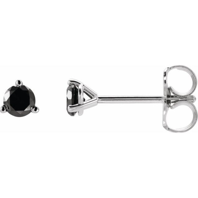 14K White Gold 1 1/8 CTW Natural Black Diamond Earrings