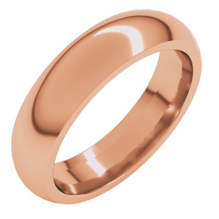 14K Rose Gold 5 mm Comfort-Fit Half Round Band Size 12