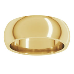14K Yellow Gold 7 mm Comfort-Fit Half Round Band Size 7.5