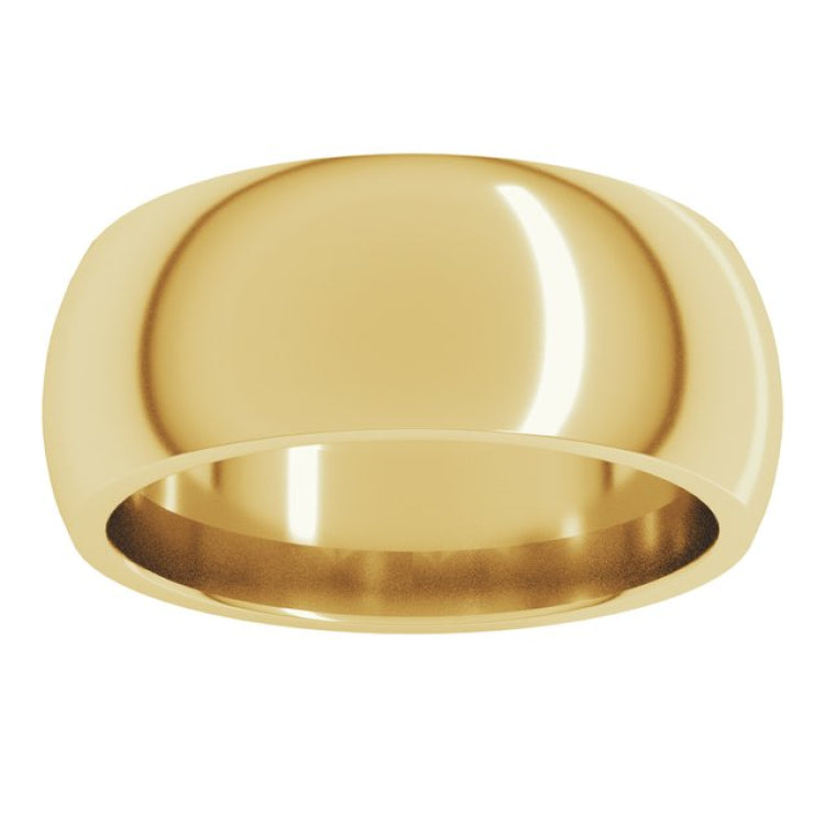 14K Yellow Gold 8 mm Comfort-Fit Half Round Band Size 10.5