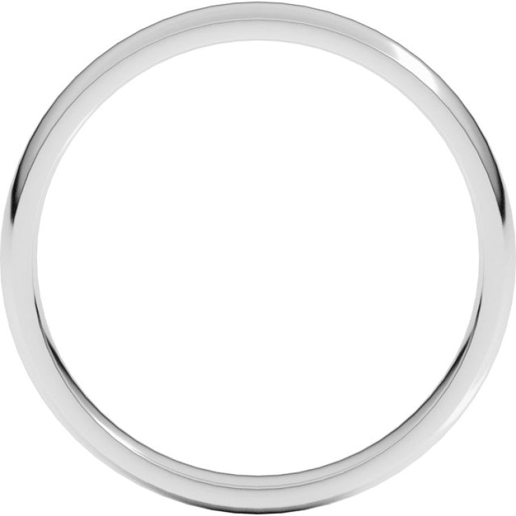14K White Gold 3 mm Lightweight Comfort-Fit Half Round Band Size 8