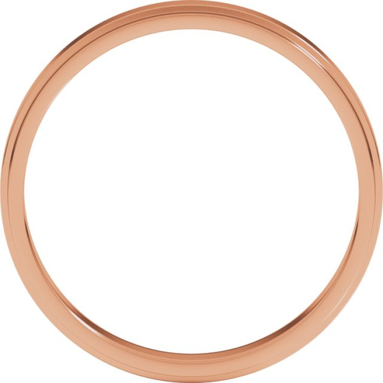 14K Rose Gold 3 mm Stepped-Edge Flat Band Size 4