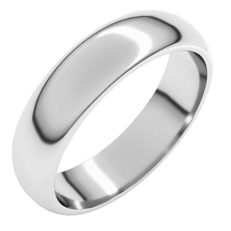 10K White Gold 5 mm Half Round Band Size 10