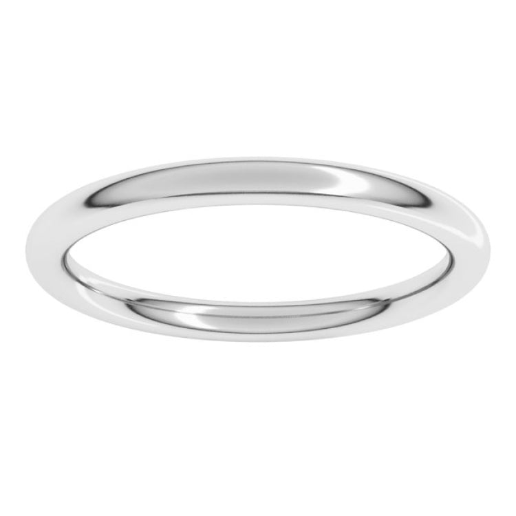 14K White Gold 2 mm Comfort-Fit Full Round Band Size 4.5