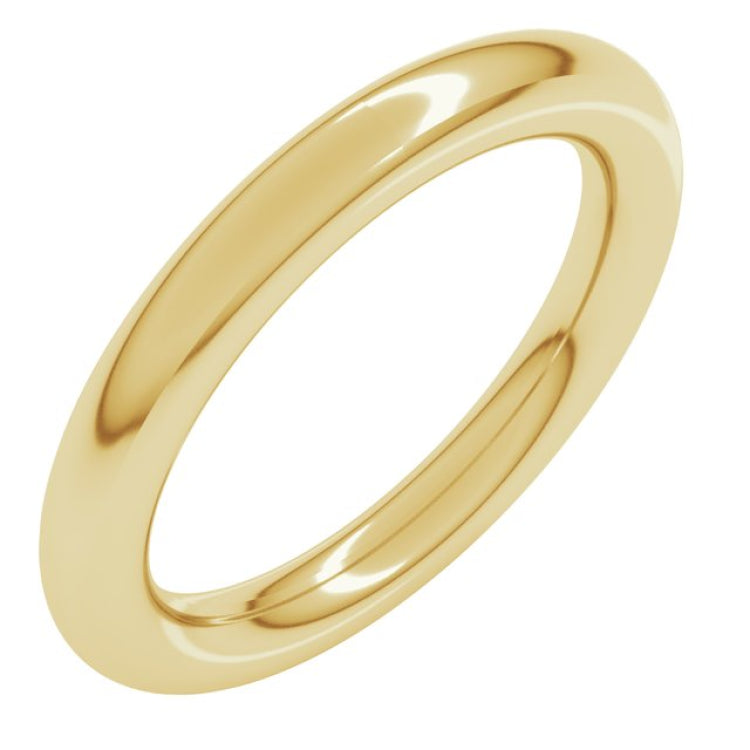 14K Yellow Gold 3 mm Comfort-Fit Full Round Band Size 6.5