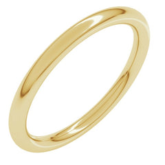 18K Yellow Gold 2 mm Comfort-Fit Full Round Band Size 8.5