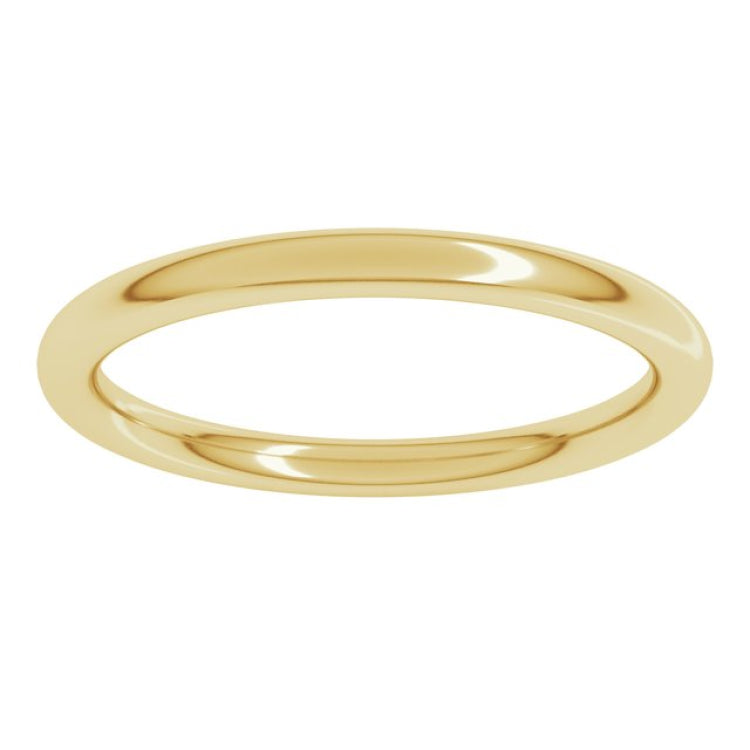 18K Yellow Gold 2 mm Comfort-Fit Full Round Band Size 8.5