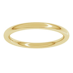 18K Yellow Gold 2 mm Comfort-Fit Full Round Band Size 8.5