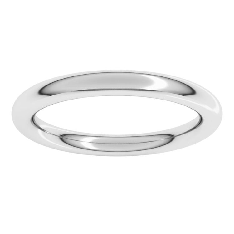 10K White Gold 2.5 mm Comfort-Fit Full Round Band Size 8