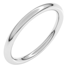 14K White Gold 2 mm Comfort-Fit Full Round Band Size 9