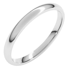 10K White Gold 2 mm Lightweight Comfort-Fit Half Round Band Size 5