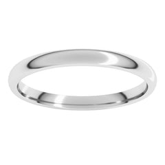 Platinum 2 mm Lightweight Comfort-Fit Half Round Band Size 5
