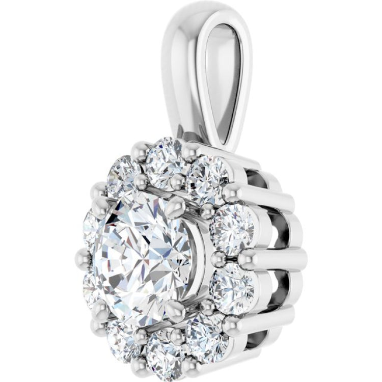 14K White Gold 3/4 CTW Lab-Grown Diamond Halo-Style Pendant