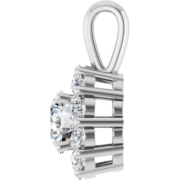 14K White Gold 3/4 CTW Lab-Grown Diamond Halo-Style Pendant
