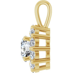 14K Yellow Gold 1 CTW Lab-Grown Diamond Halo-Style Pendant