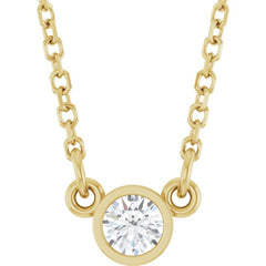 14K Yellow Gold 1/10 CT Lab-Grown Diamond Solitaire 18" Necklace