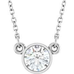 14K White Gold 1/2 CT Lab-Grown Diamond Solitaire 18" Necklace