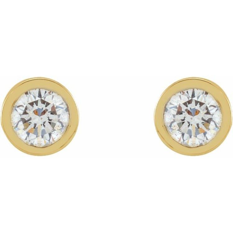 14K Yellow Gold 1/10 CTW Lab-Grown Diamond Micro Bezel-Set Earrings