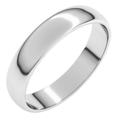 14K White Gold 4 mm Lightweight Half Round Band Size 9