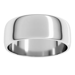 14K White Gold 7 mm Lightweight Half Round Band Size 5.5
