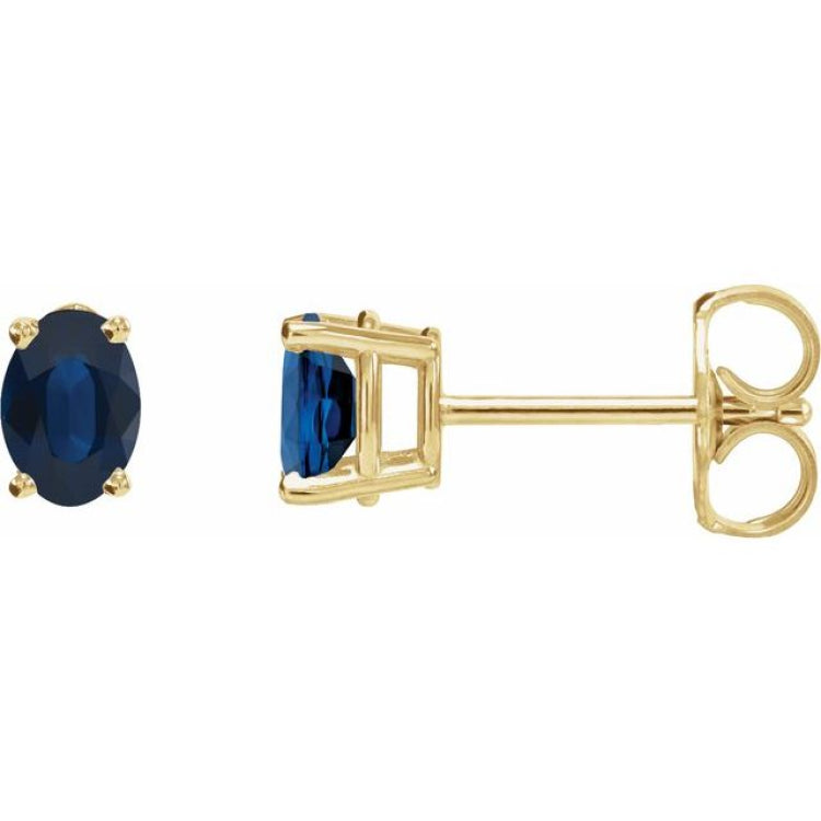 14K Yellow Gold Lab-Grown Blue Sapphire Earrings
