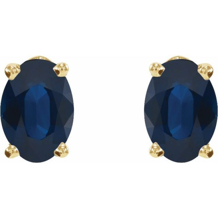 14K Yellow Gold Lab-Grown Blue Sapphire Earrings