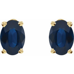 14K Yellow Gold Lab-Grown Blue Sapphire Earrings