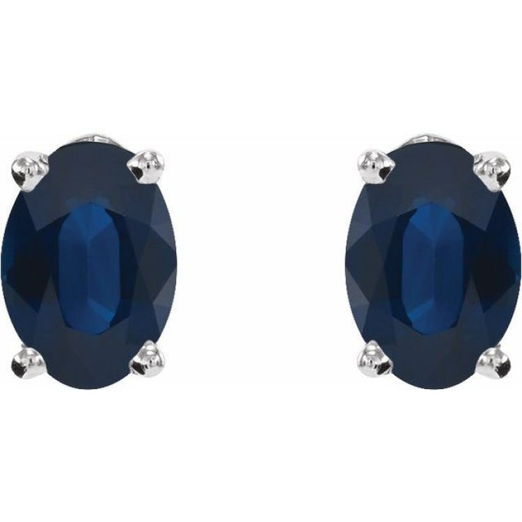 14K White Gold Lab-Grown Blue Sapphire Earrings